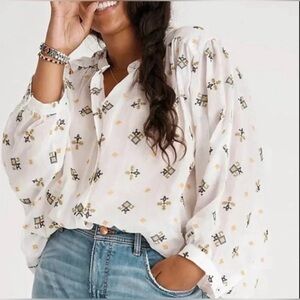 Anthropologie Lisabetta Embroidered Bat Wing Blouse
